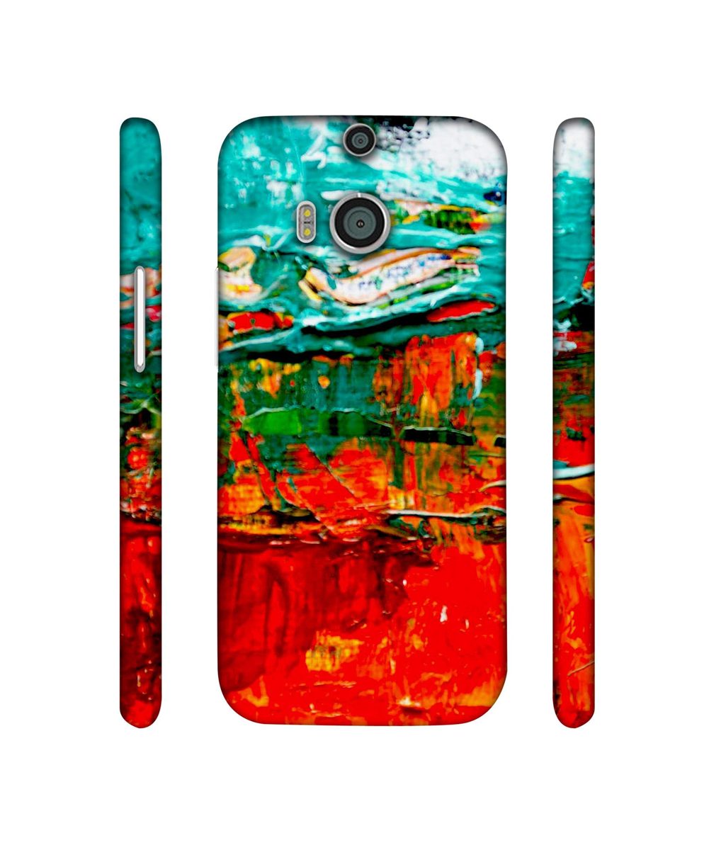 Amazon Brand - Solimo Designer Green and Orange Glass Color 3D Printed Hard Back Case Mobile Cover for HTC One M8