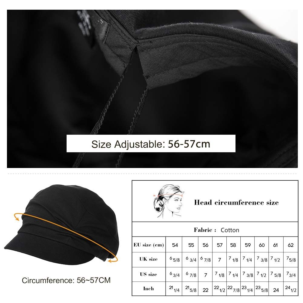 Jeff & Aimy Cotton Cloche Newsboy Cabbie Beret Visor Beanie Chemo Cap for Women Winter Hats for Cancer Patients Grey