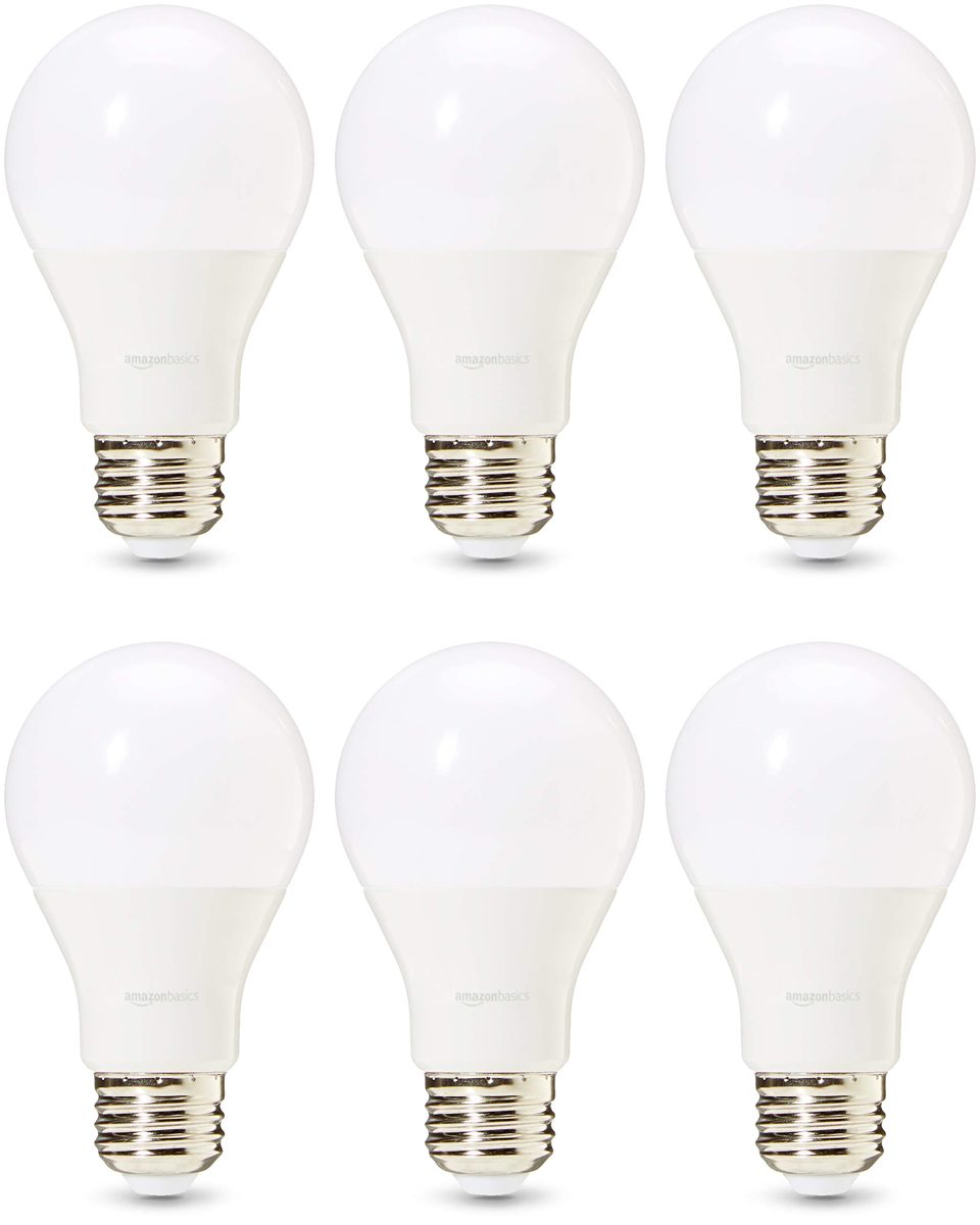 AmazonBasics Professional LED E27 Edison Screw Bulb, 60W Equivalent, Warm White, Dimmable - Pack of 6