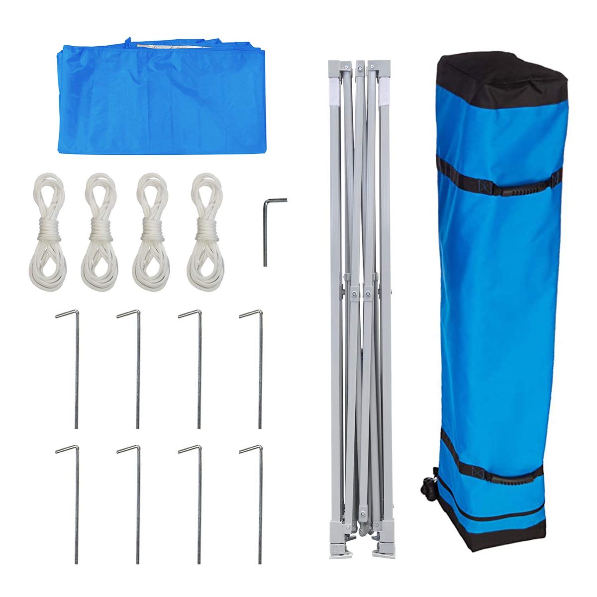 AmazonBasics Outdoor Pop Up Canopy, 8ft x 8ft Top Slant Leg with Wheeled Carry, Blue