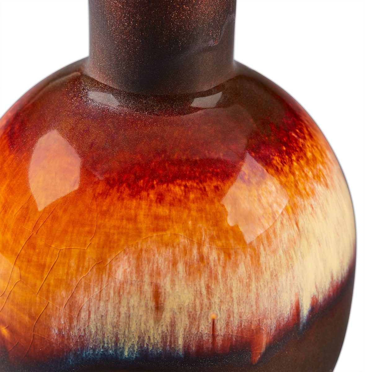 Amazon Brand – Stone & Beam Modern Ombre Stoneware Home Decor Flower Vase - 6 Inch, Dark Brown Red White