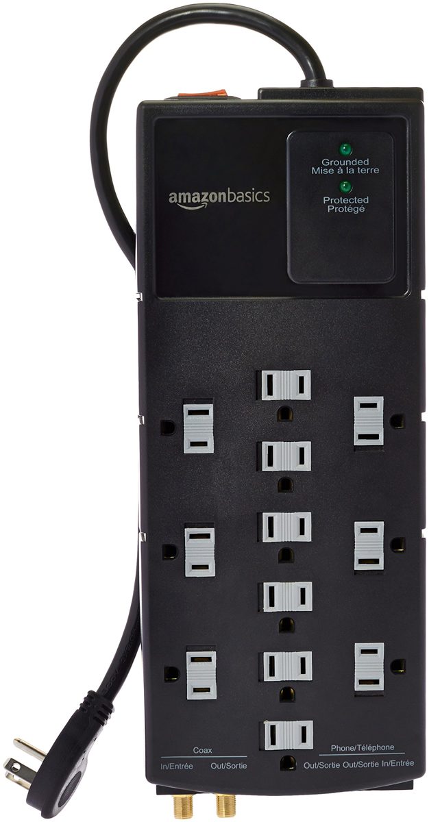 AmazonBasics 12-Outlet Surge Protector, 4,350 Joule, 8-foot Cord