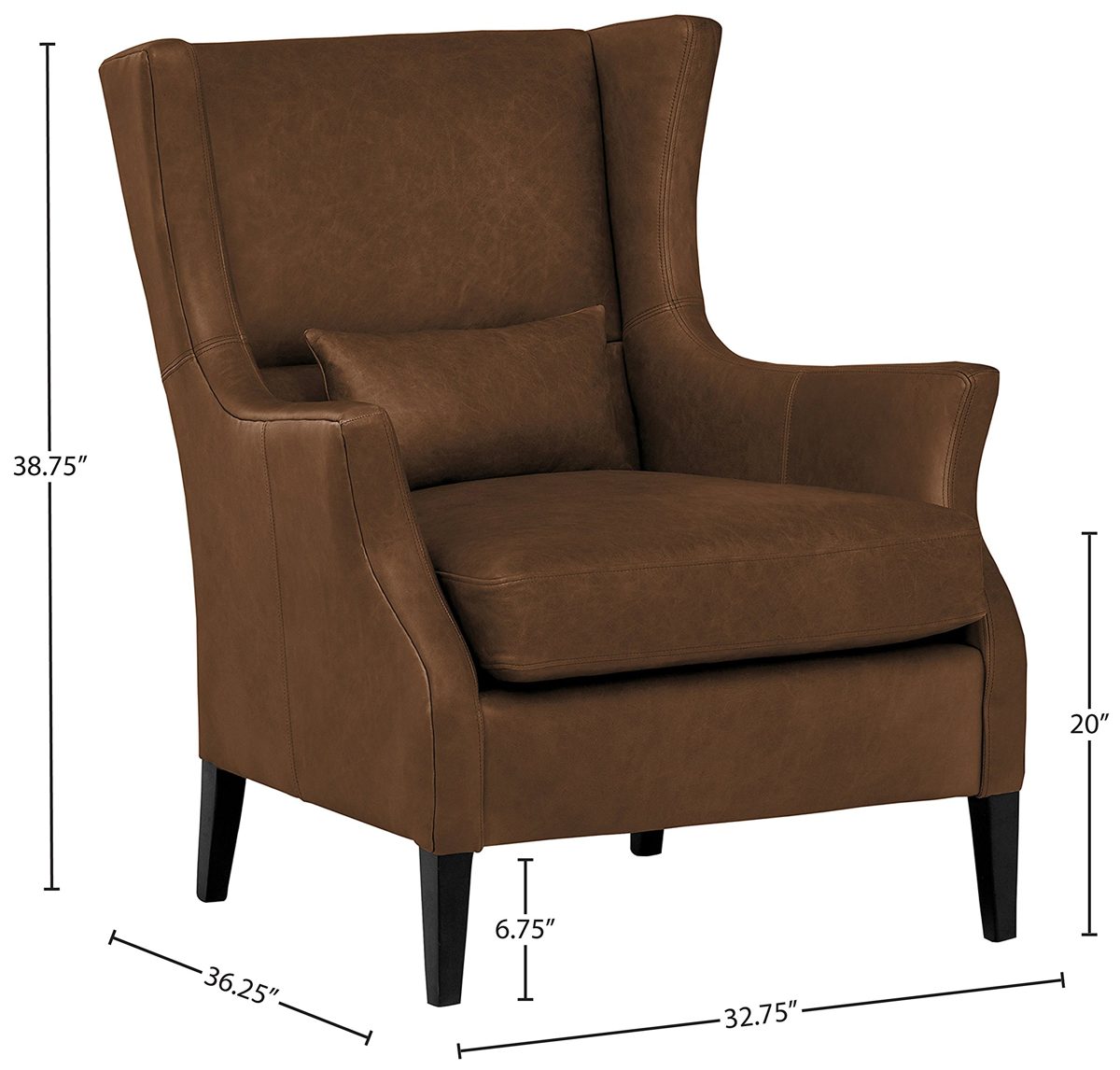 Amazon Brand – Stone & Beam Modern Leather Wingback Chair, 32.75"W, Havana Brown