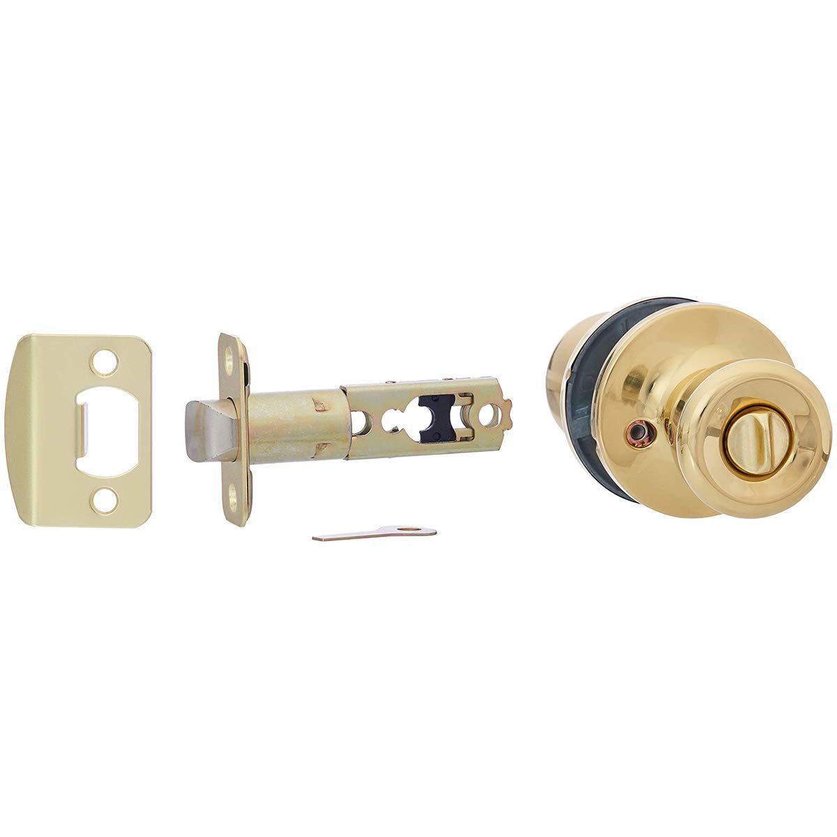 AmazonBasics Bedroom/Bathroom Door Knob With Lock, Bell, Polished Brass