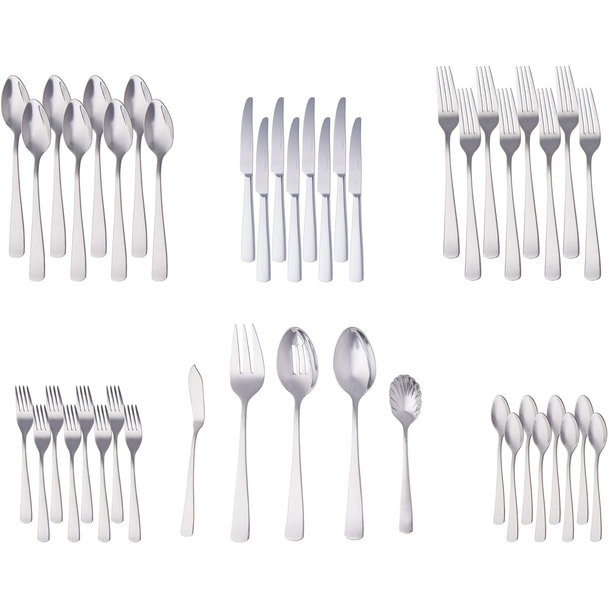 AmazonBasics 45-Piece Stainless Steel Flatware Set with Square Edge, Service for 8