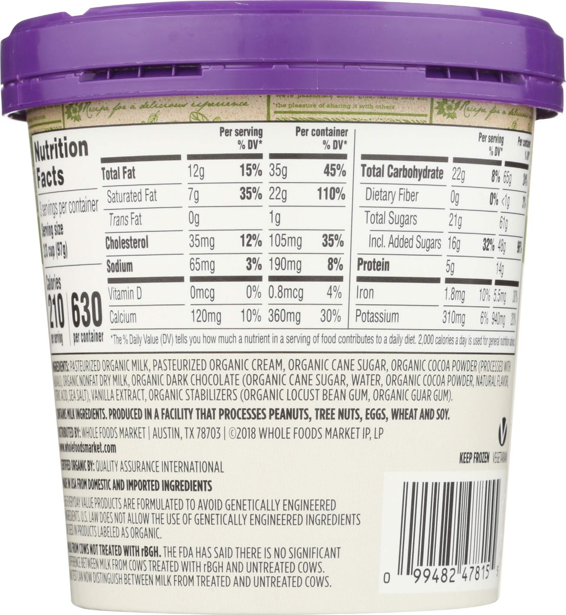 365 Everyday Value, Organic Chocolate Ice Cream, 16 oz (Frozen)