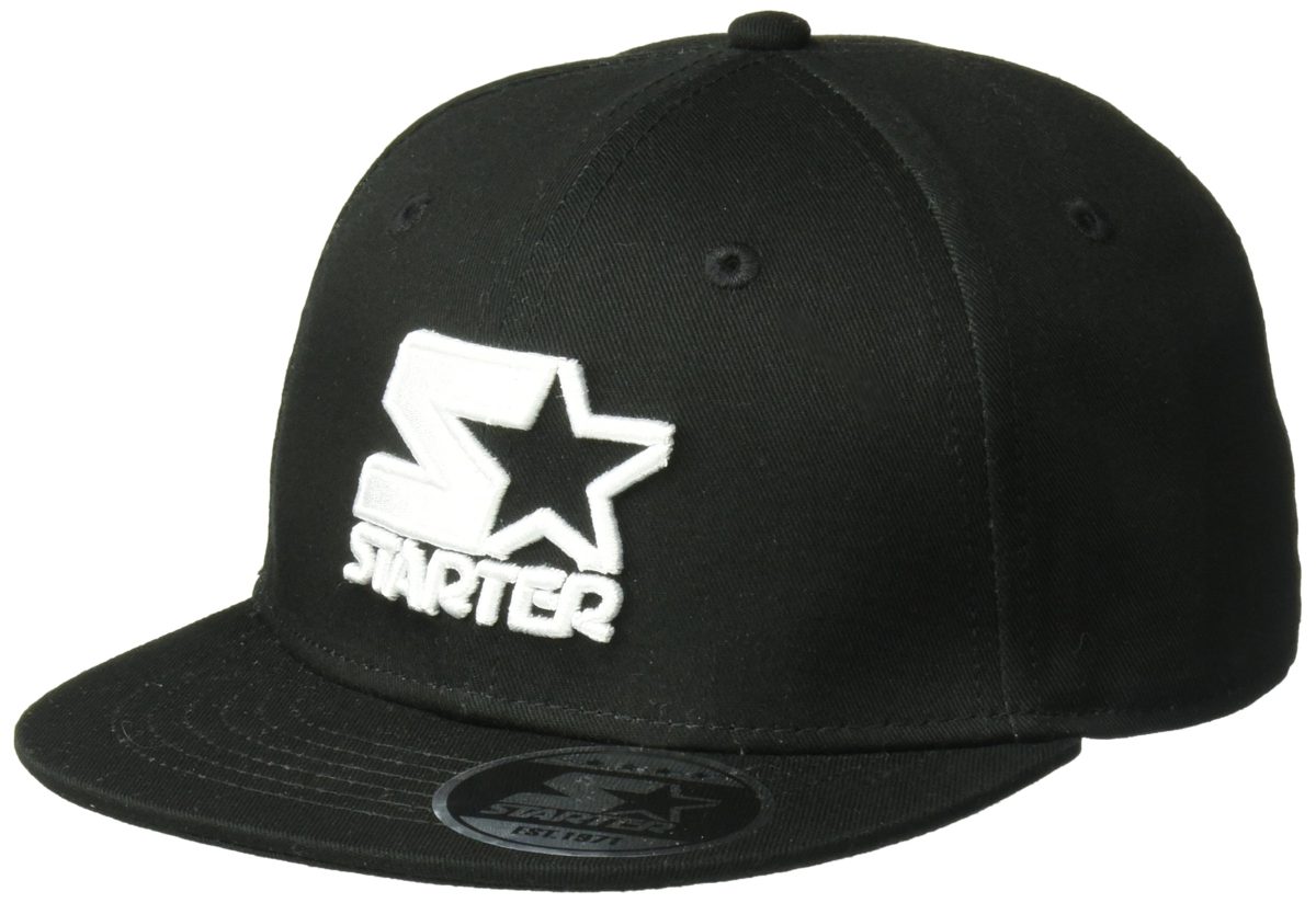 STARTER Boys' Snapback Flat Brim Cap, Amazon Exclusive, Black, One Size