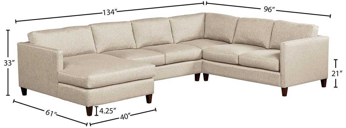 Amazon Brand – Stone & Beam Andover Modern Right U-Sectional, 134"W, Tan