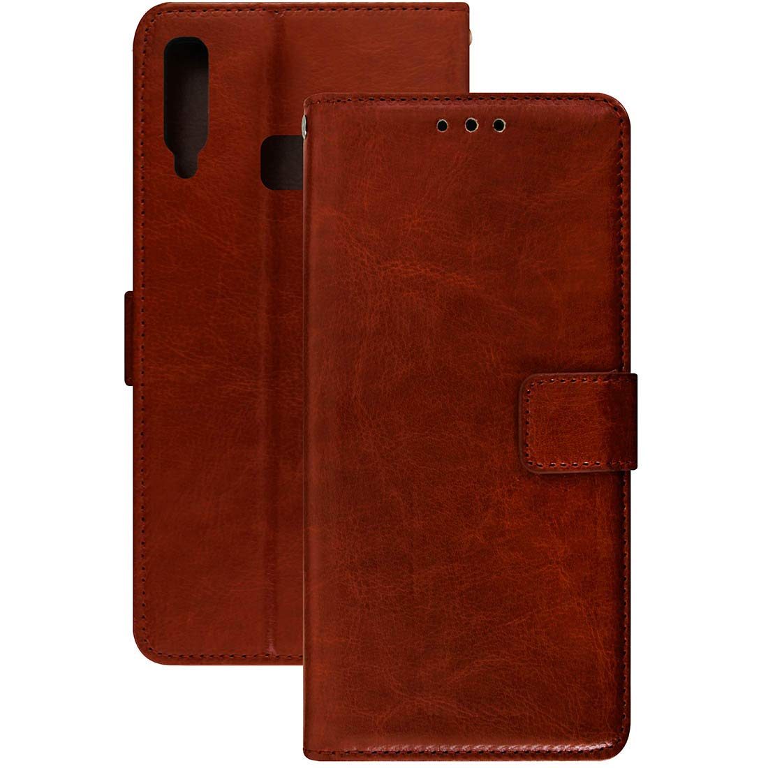 Amazon Brand - Solimo Flip Leather Mobile Cover (Soft & Flexible Back case) for Vivo Y17 (Brown)