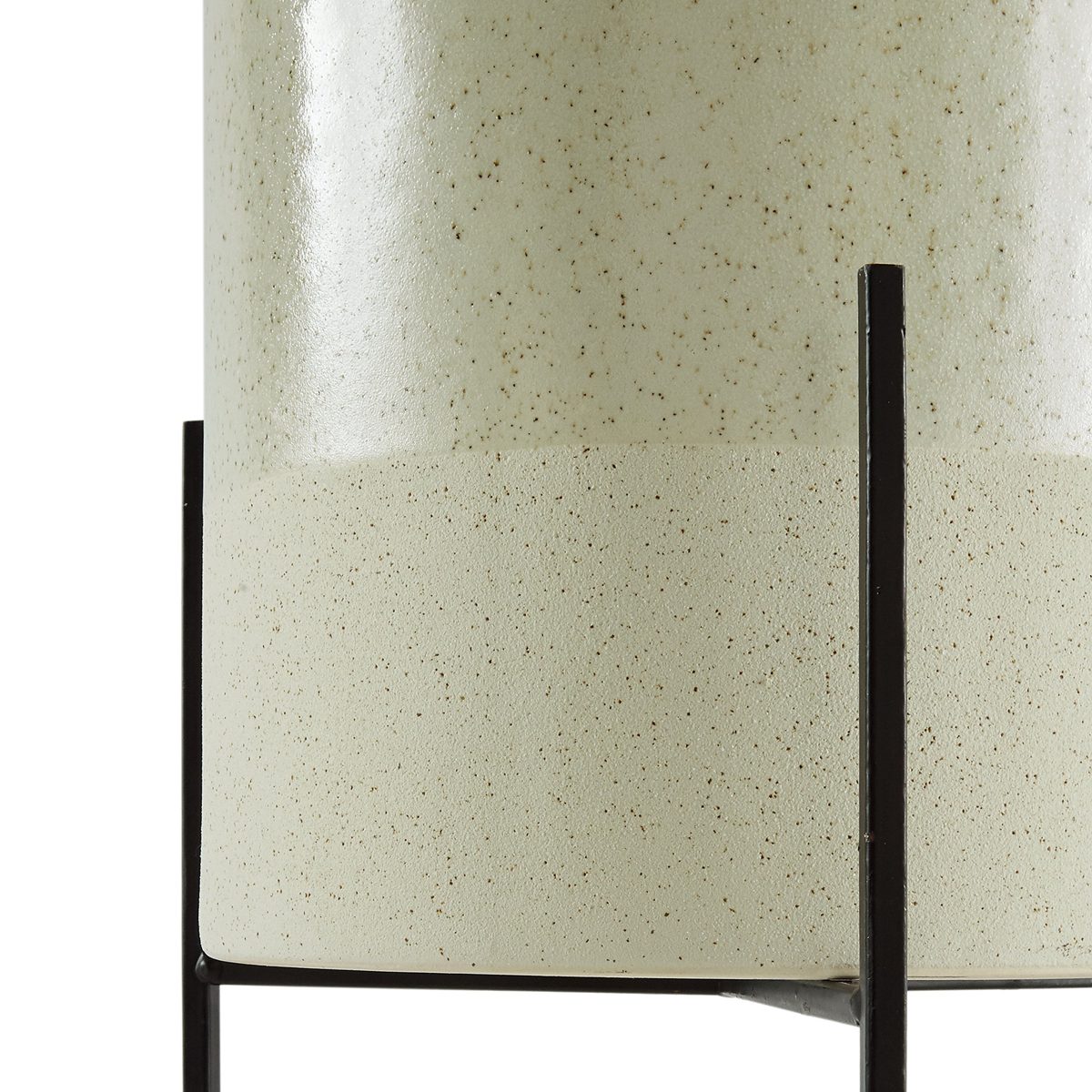 Amazon Brand – Rivet Mid-Century Ceramic Planter with Iron Stand 14"H, Pale Green