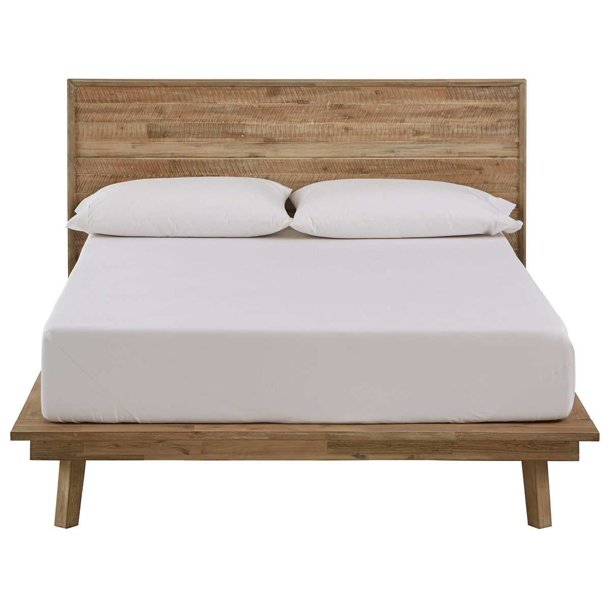 Amazon Brand – Stone & Beam Rylee Modern Acacia Wood Queen Bed, 67.52"W, Gray-Wash Acacia