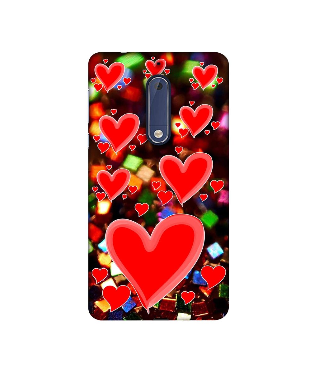 Amazon Brand - Solimo Designer Heart Texture on Glitters 3D Printed Hard Back Case Mobile Cover for Nokia 5