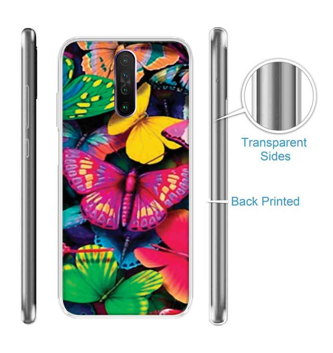 Amazon Brand - Solimo Designer Multicolor Butterfly Colourful Design Printed Soft Back Case Mobile Cover for Poco X2 / Xiaomi Redmi K30