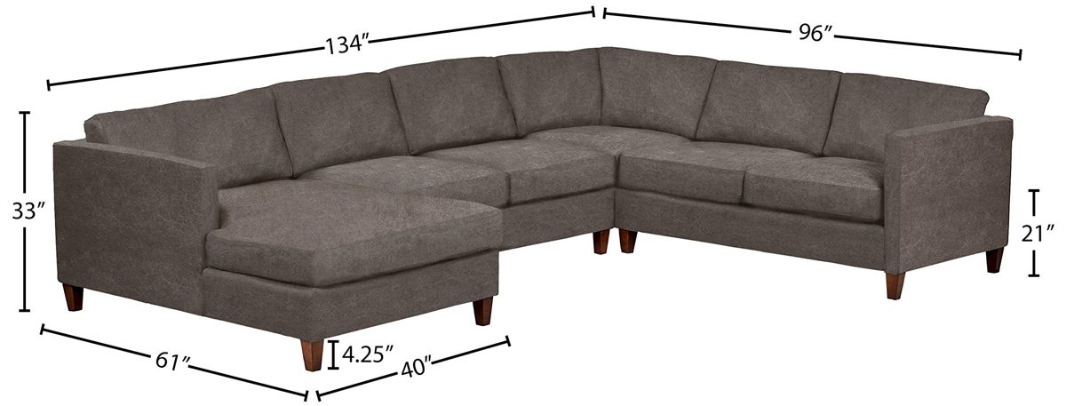 Amazon Brand – Stone & Beam Andover Modern Right U-Sectional Sofa, 134"W, Pewter