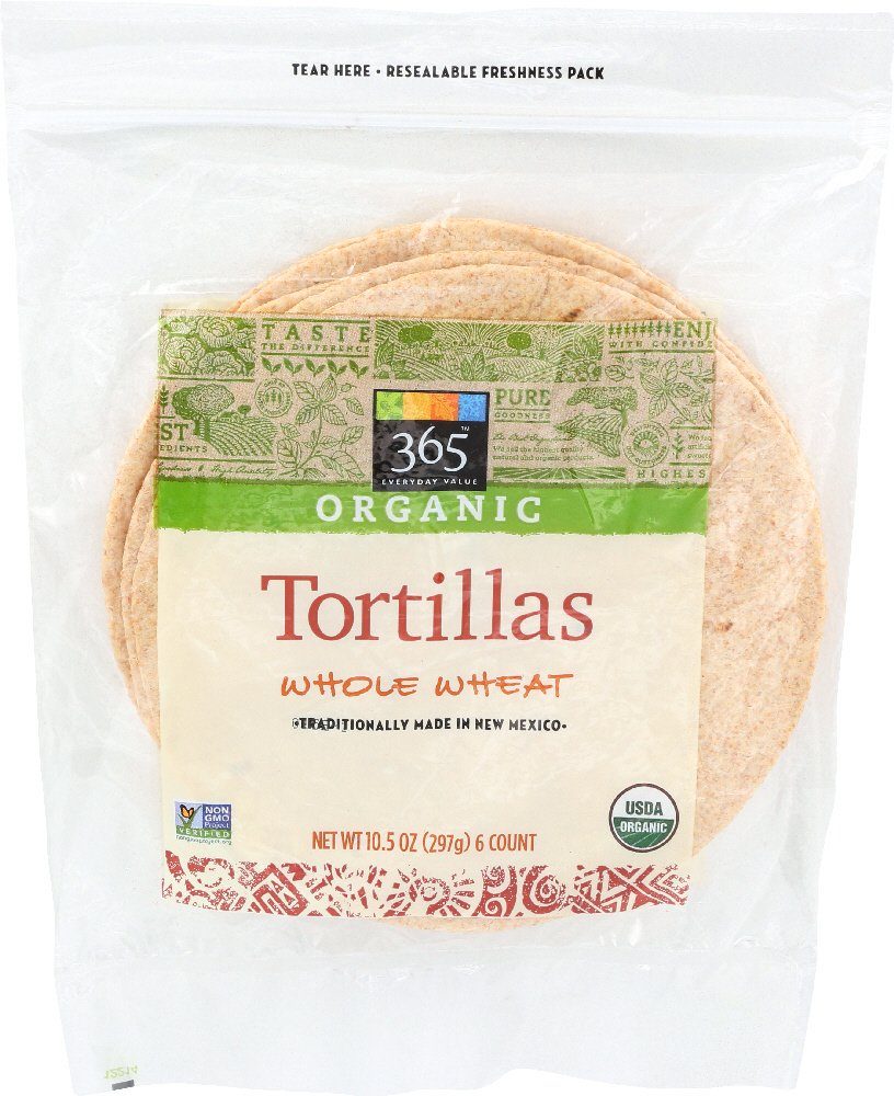365 Everyday Value, Organic Whole Wheat Flour Tortillas, 6 ct