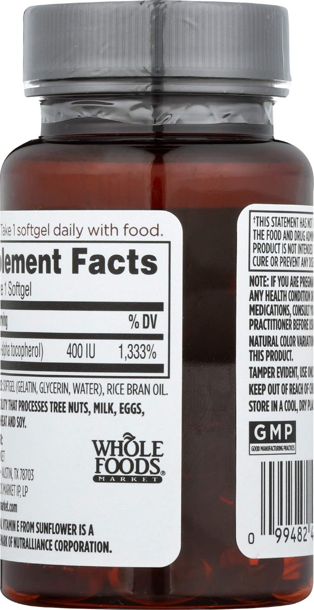 WHOLE FOODS MARKET Sunflower Vitamin E, 60 CT