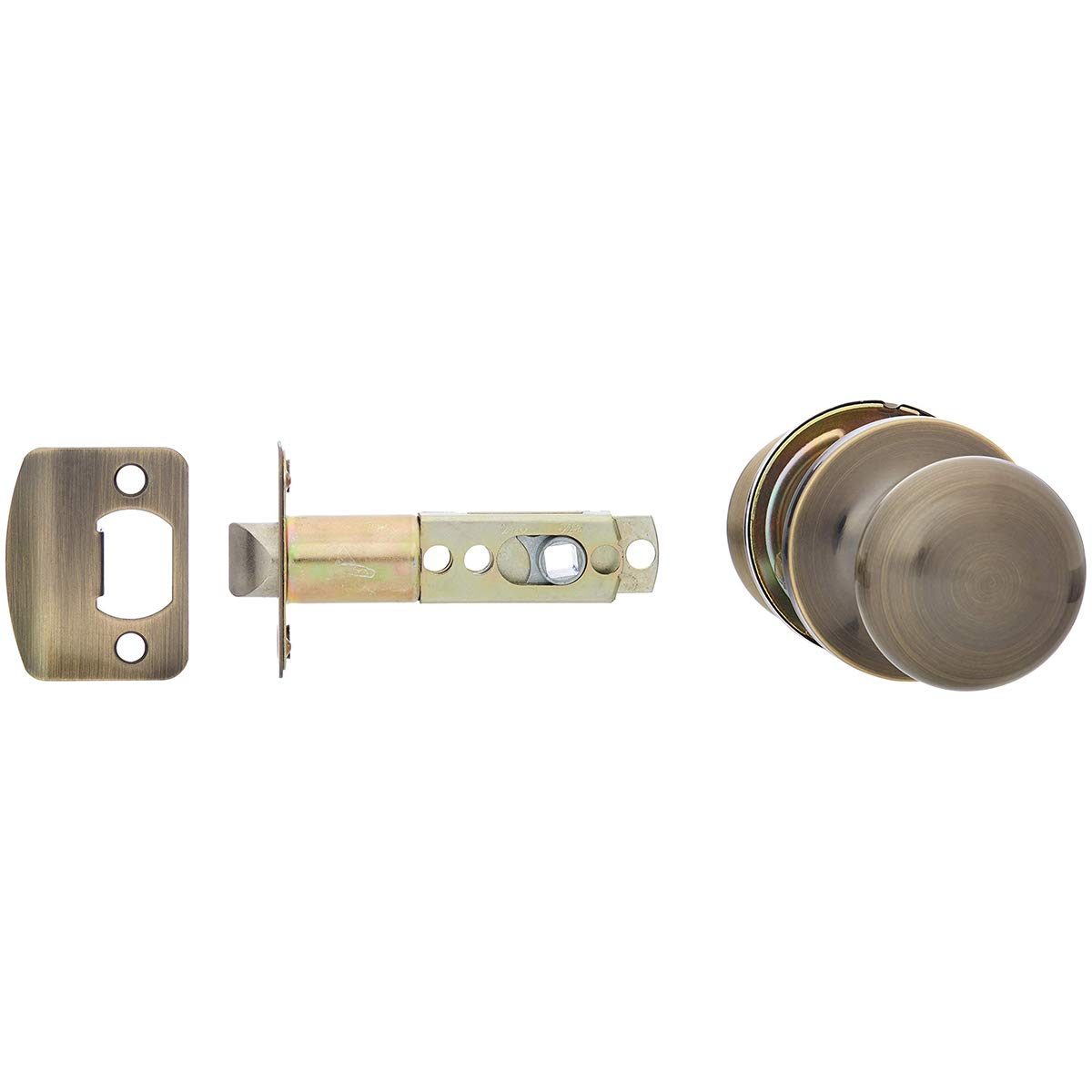 AmazonBasics Closet Door Knob, Round, Antique Brass