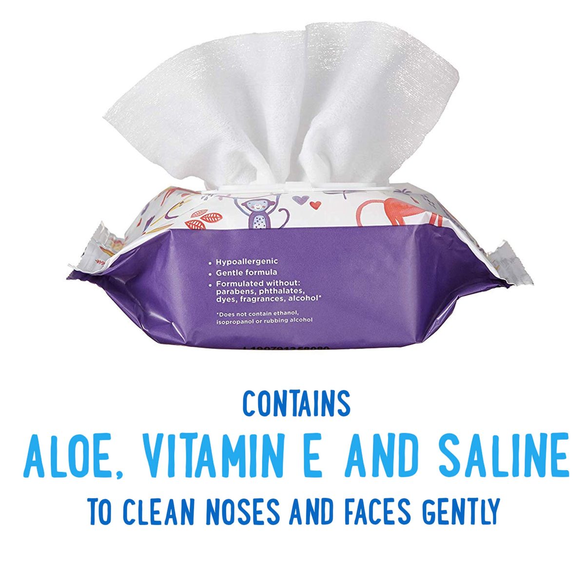 Amazon Brand - Mama Bear Saline Nose and Face Baby Wipes, Hypoallergenic, Unscented, 180 Count (6 Packs of 30 Wipes)