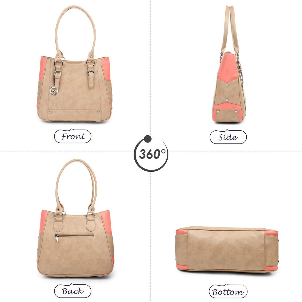 Nia & Nicole Women's Handbag (Beige, Dark Peach)