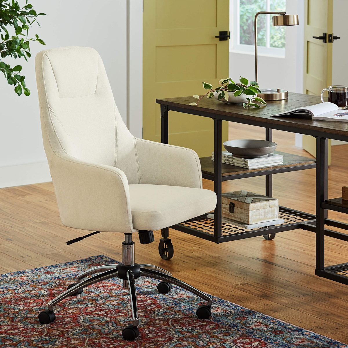Stone & Beam Modern Task Lamp, 18.5"H, Antique Brass with Wireless Charging