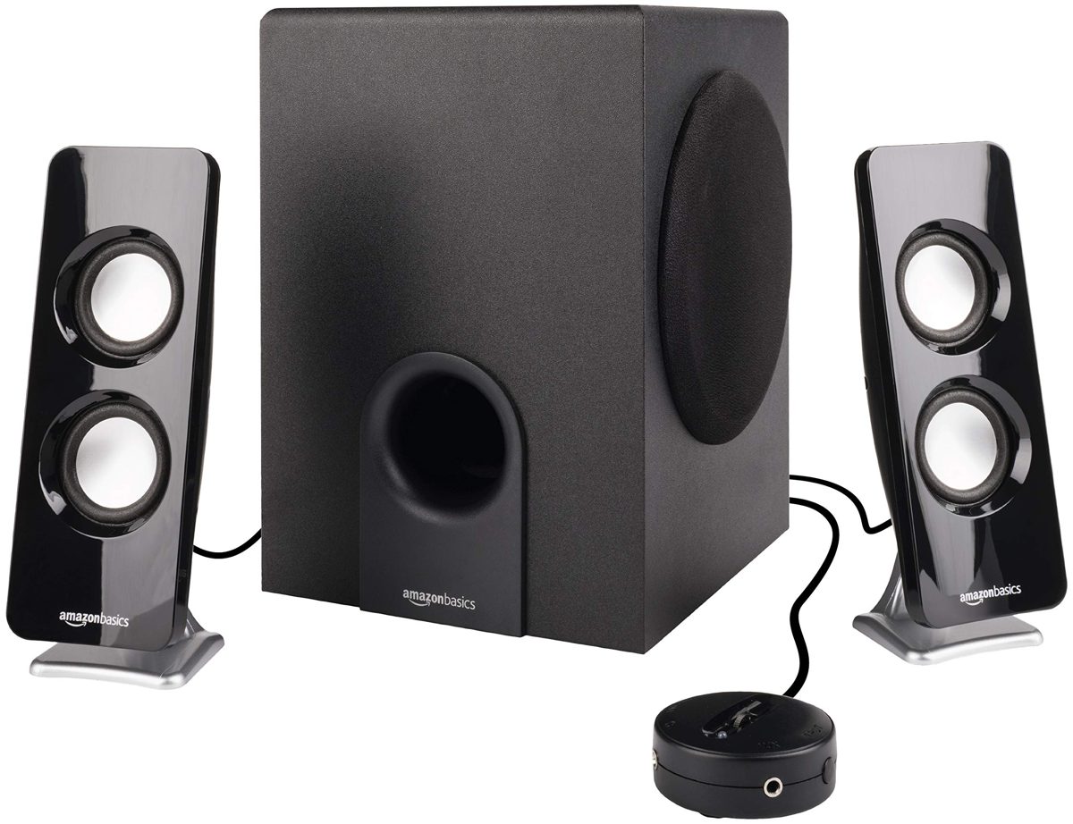 AmazonBasics AC Powered 2.1 30W Bluetooth Computer Speakers with Subwoofer
