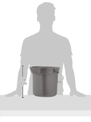 AmazonCommercial 14 Quart Plastic Cleaning Bucket, Grey - 6-pack