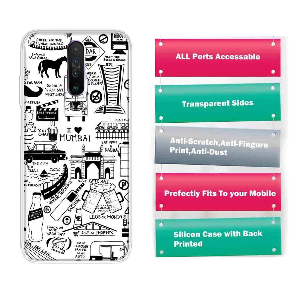 Amazon Brand - Solimo Designer Multicolor Mumbai Comic Printed Soft Back Case Mobile Cover for Poco X2 / Xiaomi Redmi K30