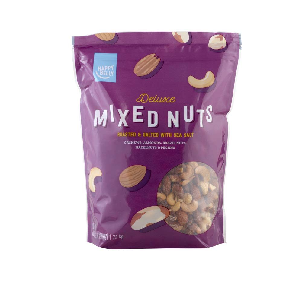 Amazon Brand - Happy Belly Dried Cranberries, Nuts & Pepitas Trail Mix, 42 oz & Happy Belly Deluxe Mixed Nuts, 44 Ounce