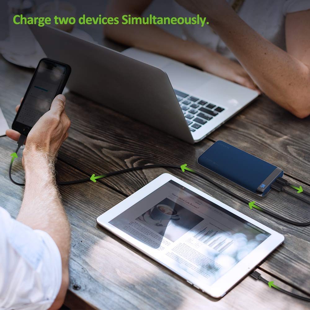 Omars PD Power Bank, Portable Charger 10000mAh with USB C Power Delivery QC Quick Charge 3.0 USB Type-C 18W Output Compatible with iPhone Xs/XR/XS Max/X / 8/8 Plus, iPad, Galaxy S9 / Note 9 (Blue)