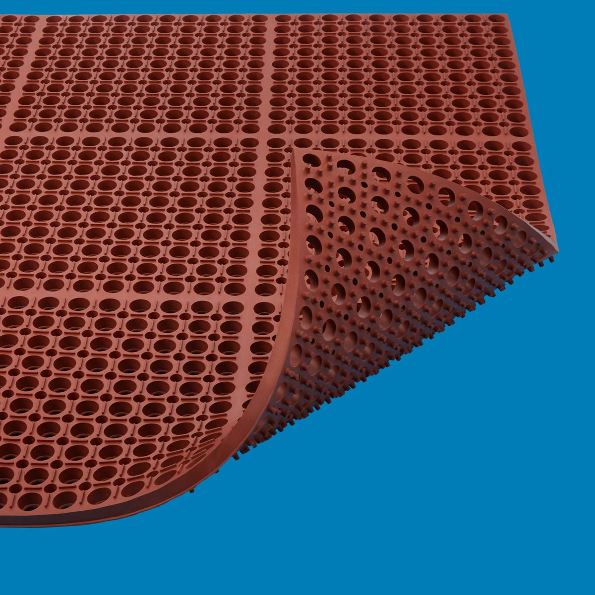 AmazonCommercial Anti-Fatigue Drainage Mat, Heavy Duty Rubber, 3' X 5', 7/8" Thickness, Red Grease-Proof
