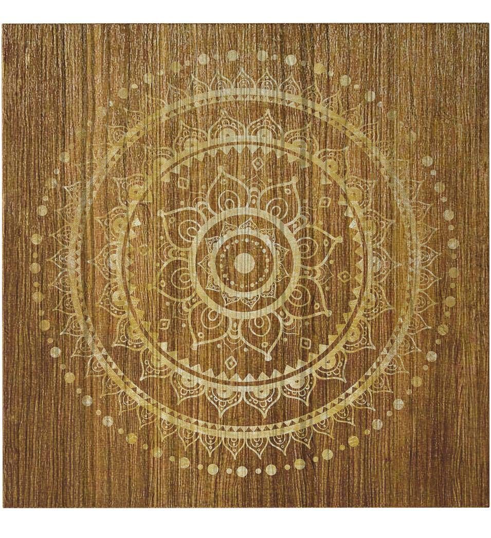 Amazon Brand – Stone & Beam Contemporary Gold on Brown Mandala Canvas Wall Art Print, 16" x 16"