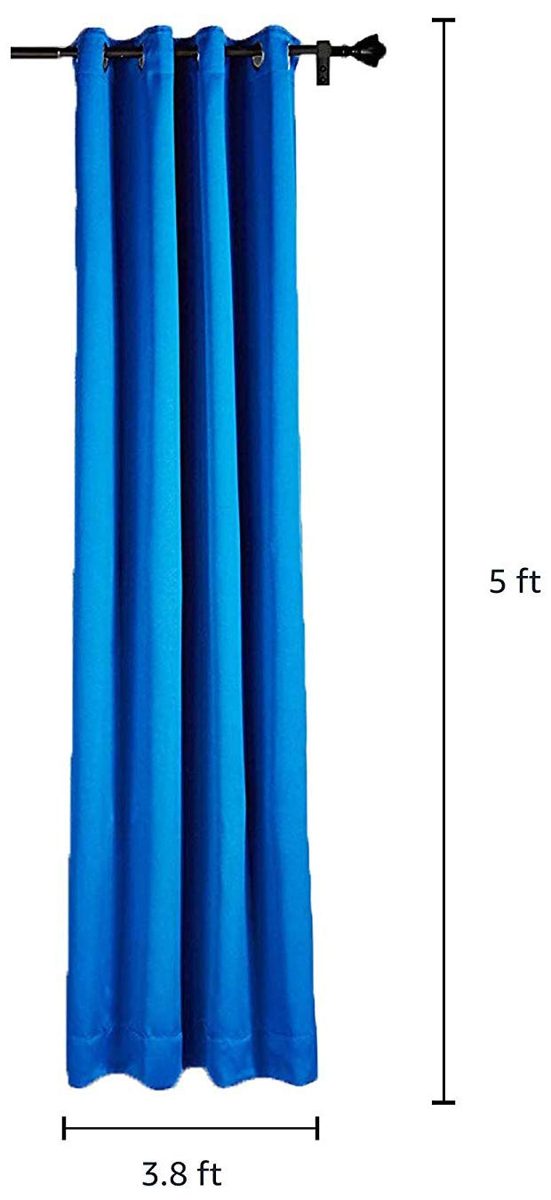 Amazon Brand - Solimo Room Darkening Blackout Window Curtain, 5 Feet (Blue)