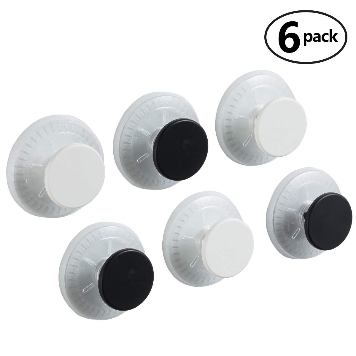 Eono Vacuum Suction Cup 6 Pack No Drilling Sucker Hooks made of premium TPU gel and durable plastic with oil-proof and waterproof, can adapt to various environments such as kitchen or bathroom