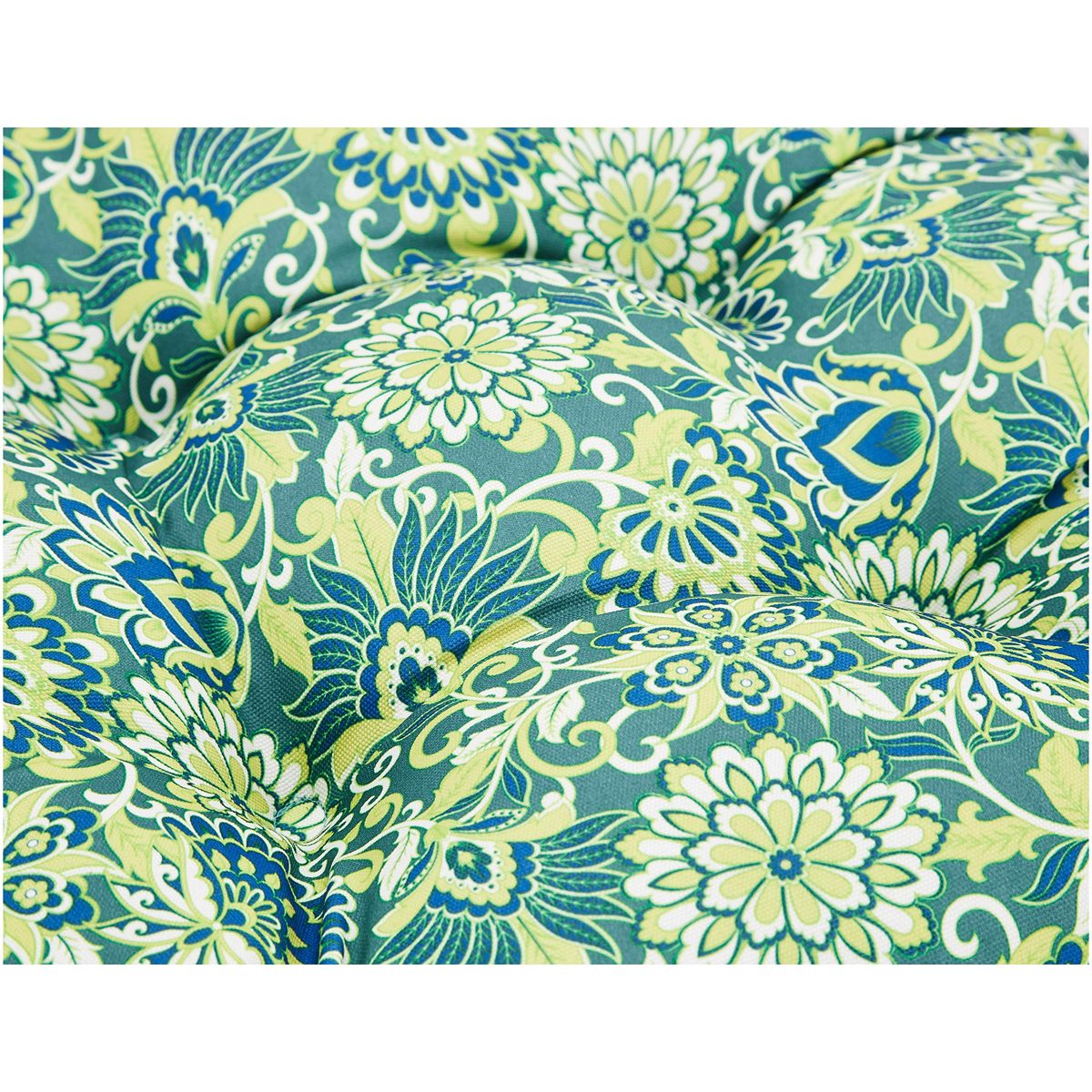 Amazon Basics Tufted Outdoor Seat Patio Cushion - Pack of 2, 19 x 19 x 5 Inches, Blue Flower