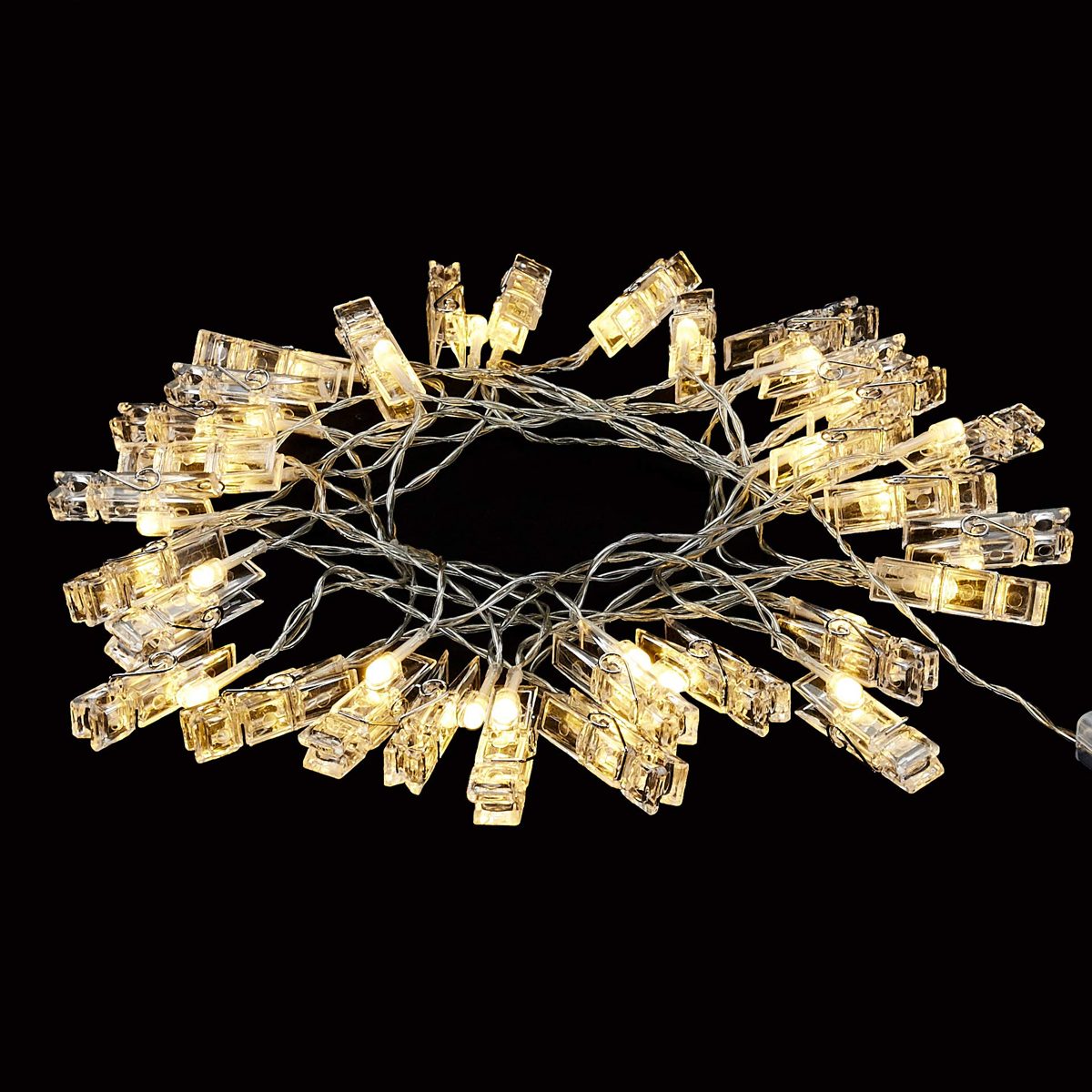 Amazon Brand - Solimo Photo Clip String Light for Decoration, Battery Powered, Warm White, 30 Clips