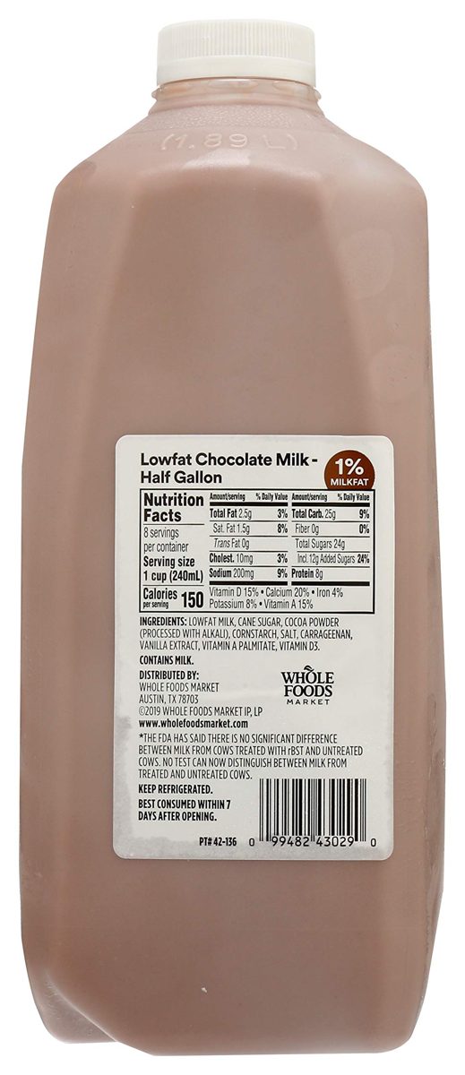 365 by Whole Foods Market, Grade A Chocolate Milk, Lowfat, 64 Fl Oz