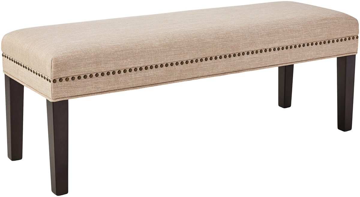 Amazon Brand – Ravenna Home Haraden Modern Bench with Nailhead Trim, 48"W, Beige