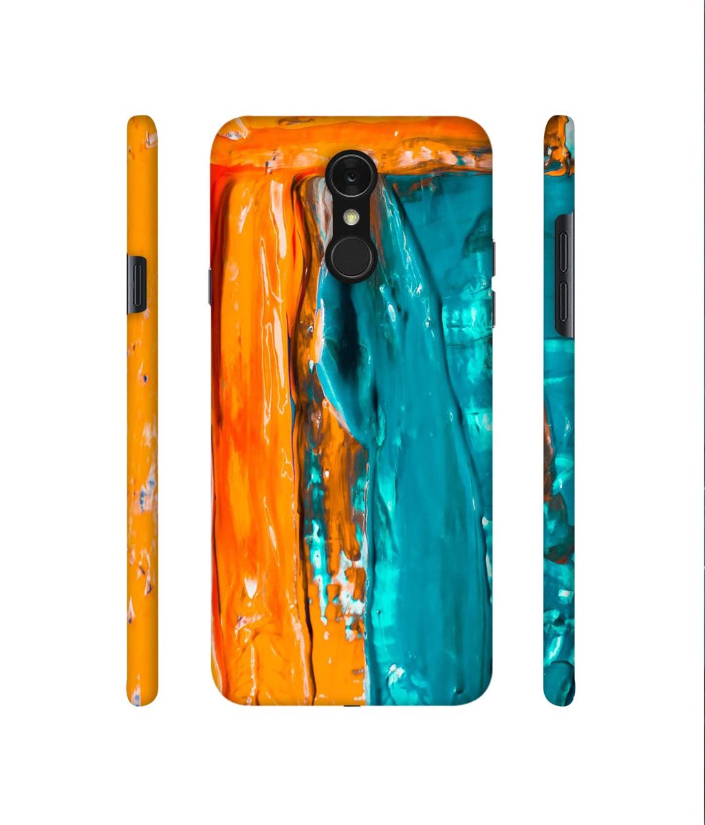 Amazon Brand - Solimo Designer Gold Yellow and Sky Blue Paint 3D Printed Hard Back Case Mobile Cover for LG Q7