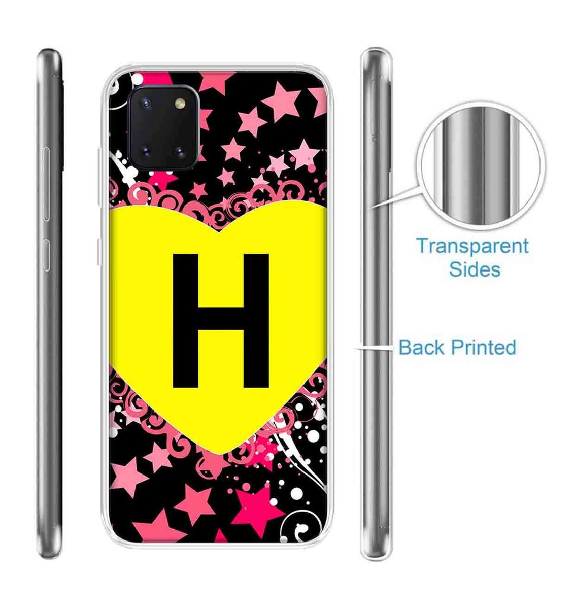 Amazon Brand - Solimo Designer Multicolor Heart Pattern Alphabet-H Printed Soft Back Case Mobile Cover for Samsung Galaxy Note 10 Lite
