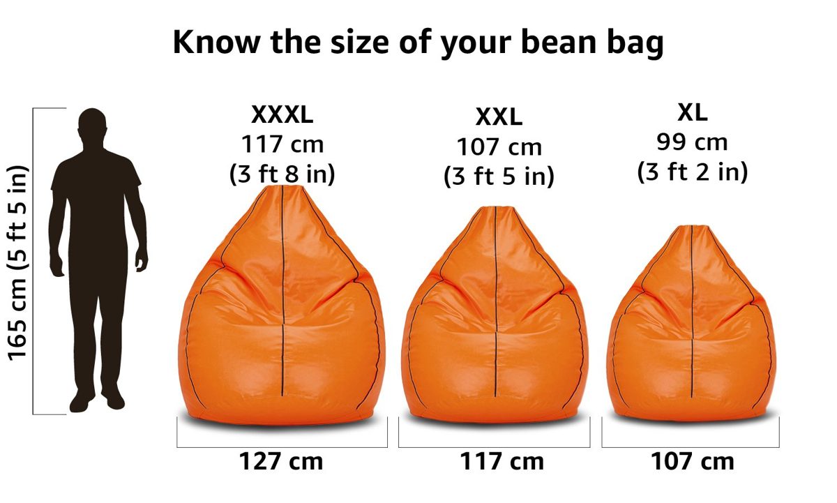 Amazon Brand - Solimo XXL Bean Bag Cover (Orange with Brown Piping)