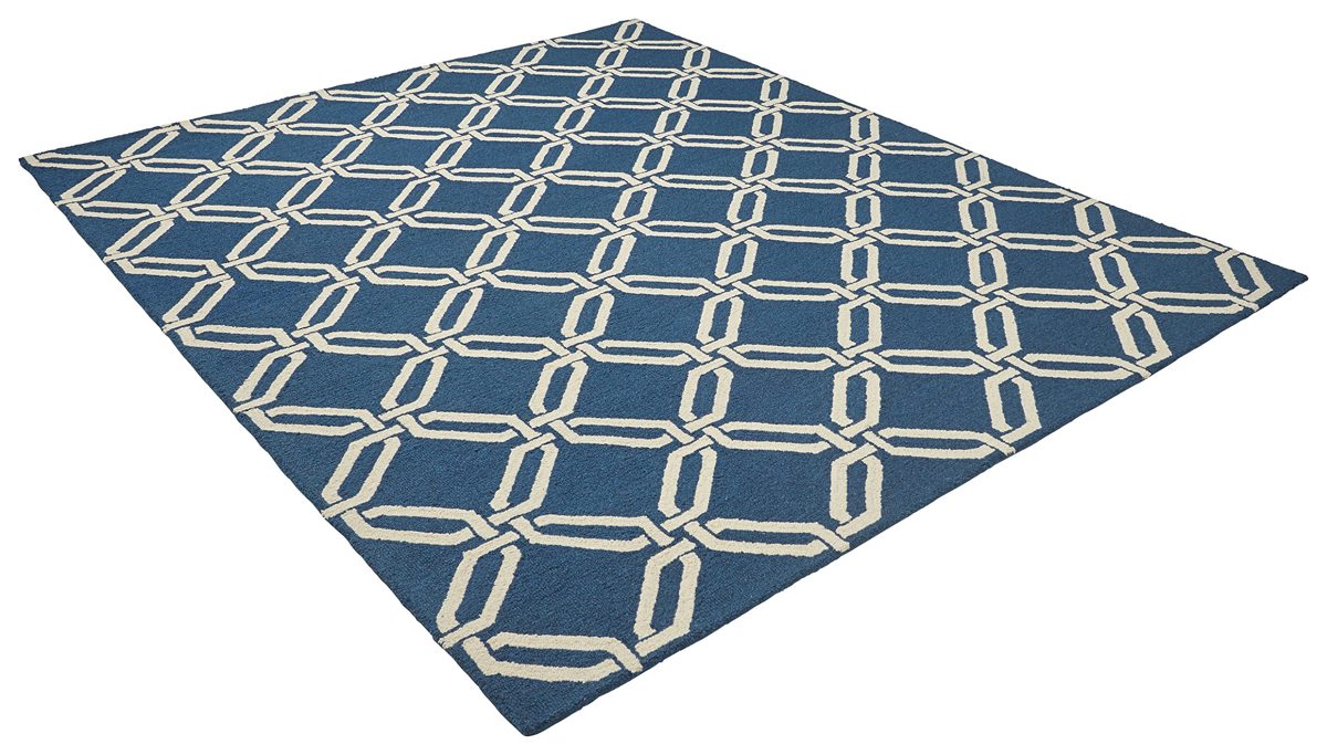 Amazon Brand – Stone & Beam Contemporary Interlocking Rings Wool Area Rug, 3' 9" x 5' 9", Navy