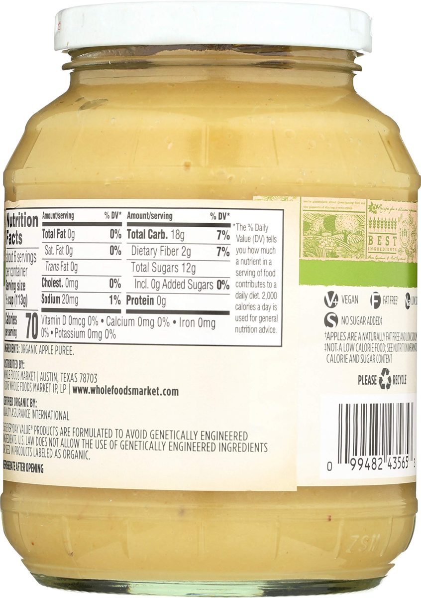365 Everyday Value, Organic Apple Sauce, Unsweetened, 24 oz