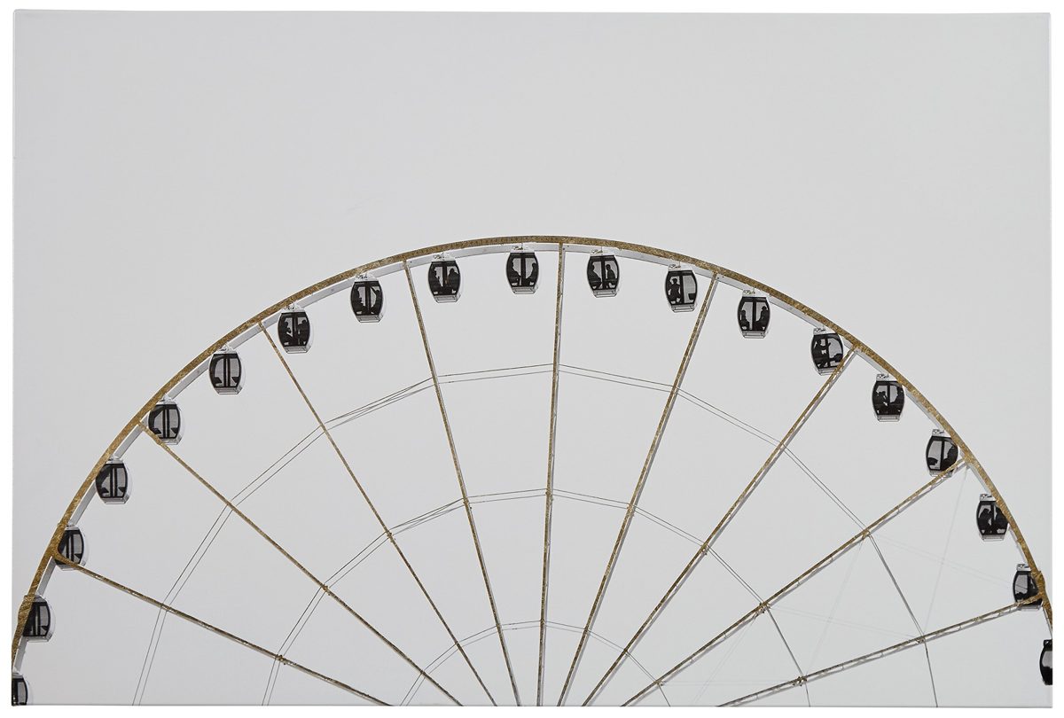 Amazon Brand – Rivet Black and White Print of The Golden Ferris Wheel on Canvas Wall Art 15" x 10"