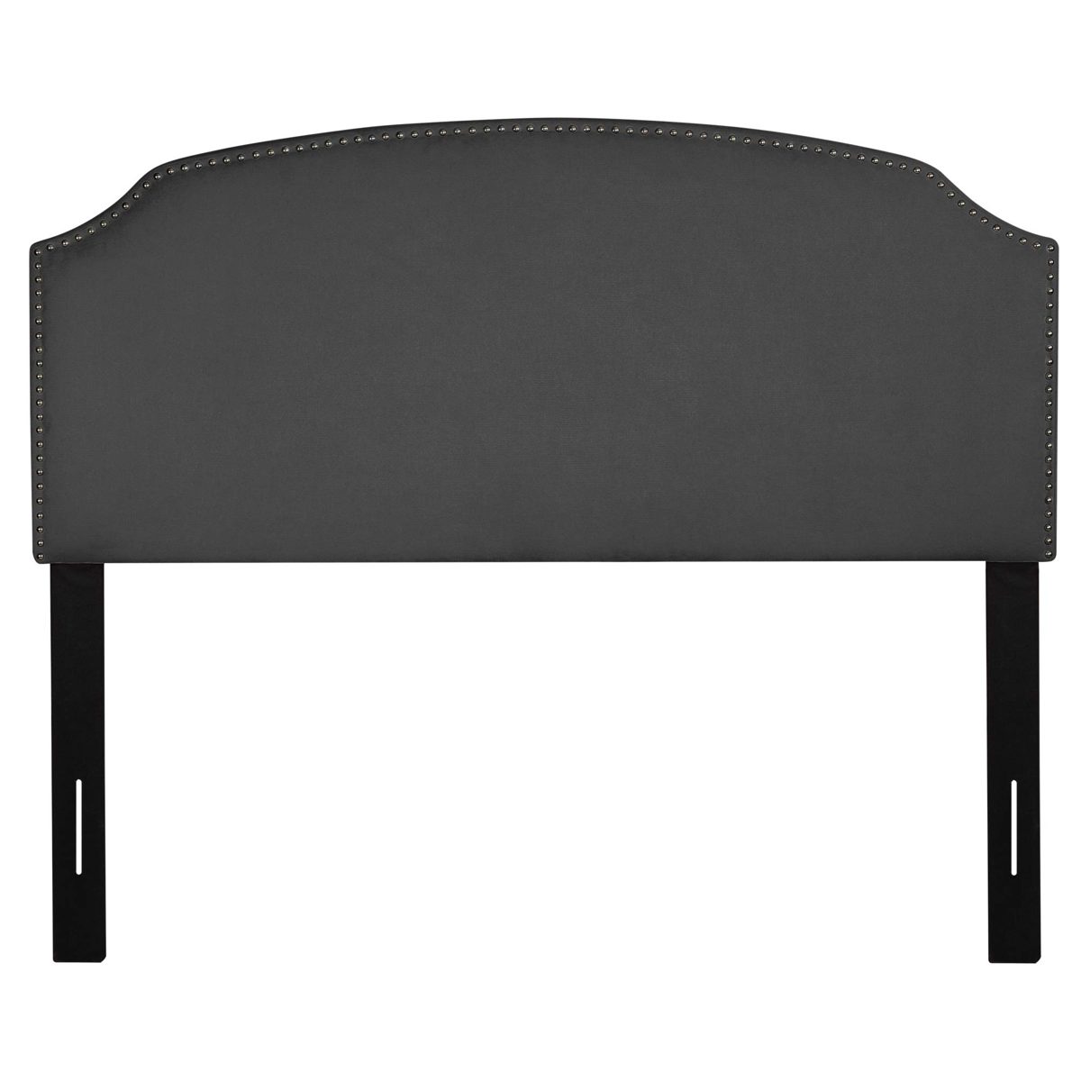 Amazon Brand – Rivet Curved Upholstered Headboard with Nailhead Trim, Queen, 60"W, Charcoal Gray