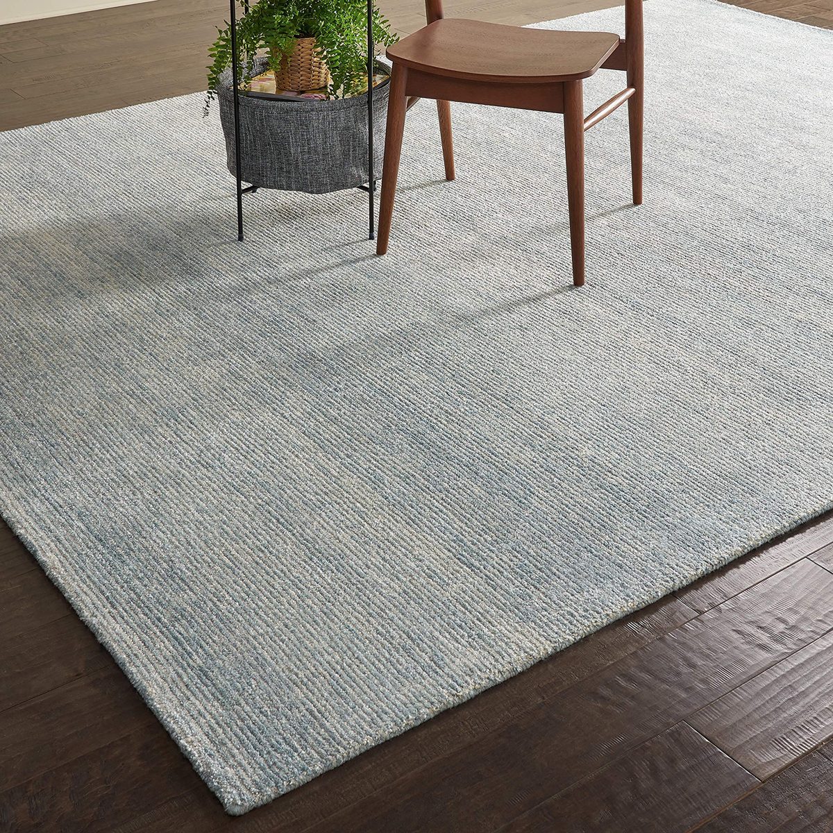 Amazon Brand – Rivet Contemporary Striated Jute Area Rug, 10' 6" x 8', Aquamarine