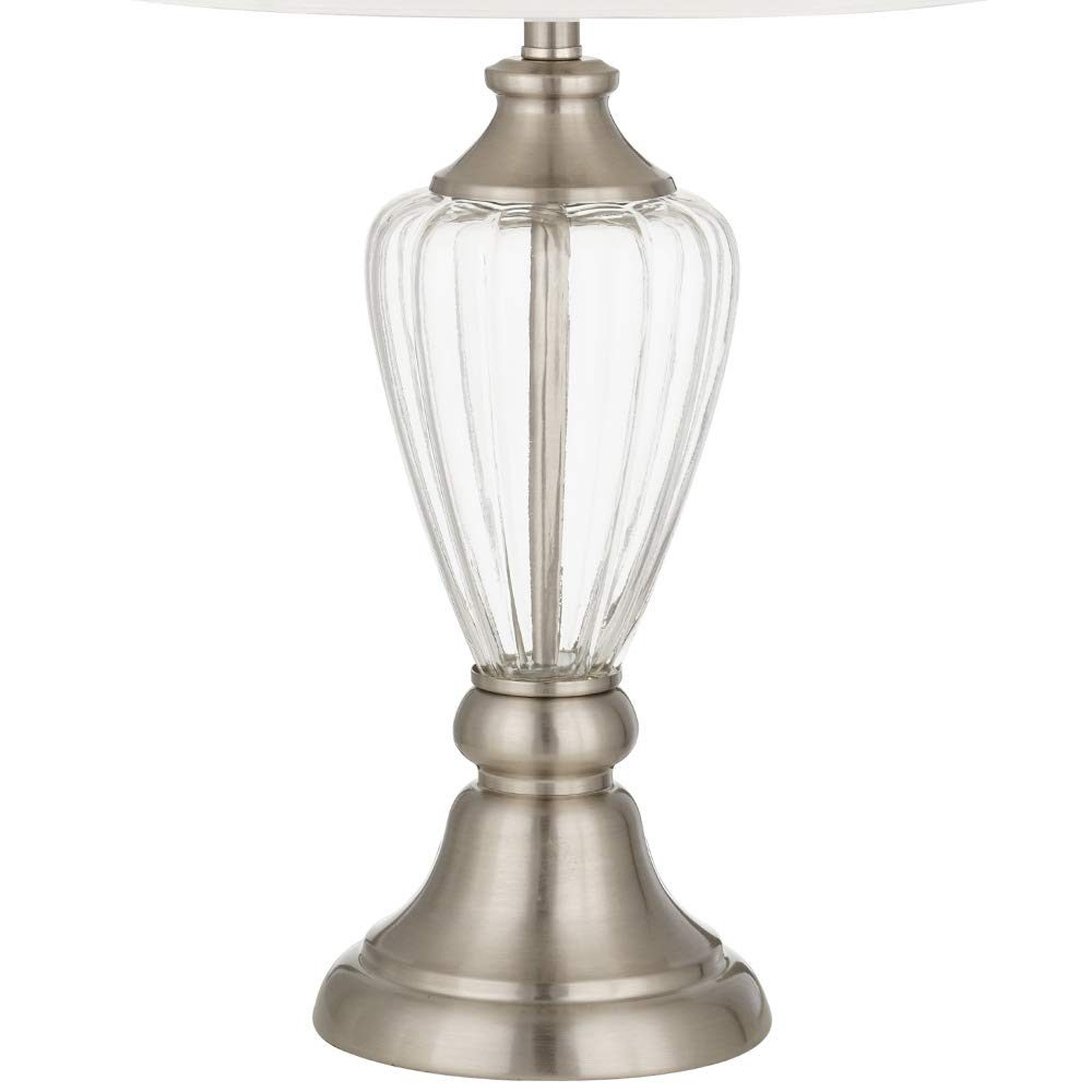 Amazon Brand – Ravenna Home Living Room Table Lamp With LED Light Bulb - 24.25 Inches, Brushed Nickel With Clear Glass