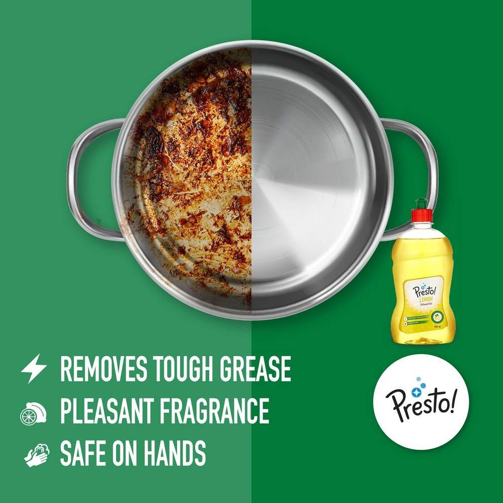 Amazon Brand - Presto! Dish Wash Gel - 500 ml (Lemon)