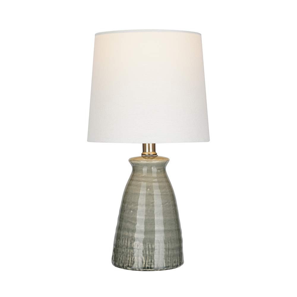 Amazon Brand – Stone & Beam Table Lamp with Textured Ceramic Base and LED Light Bulb - 15 Inch, Crackle Gray