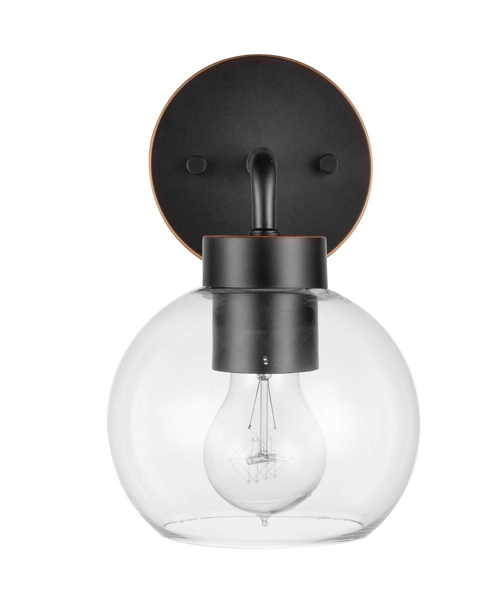 Amazon Brand - Ravenna Home Single-Light Outdoor Wall Sconce with Clear Glass Shade, Vintage Edison Bulb Included, 9.7"H, Oil-Rubbed Bronze