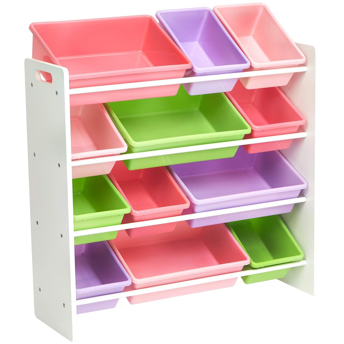 AmazonBasics Kids Toy Storage Organizer Bins - White/Pastel (Renewed)